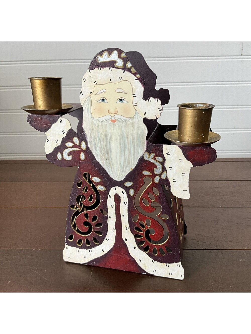 Partylite Old St Nick Tealight Taper Candle Holder Santa Christmas Holiday Decor